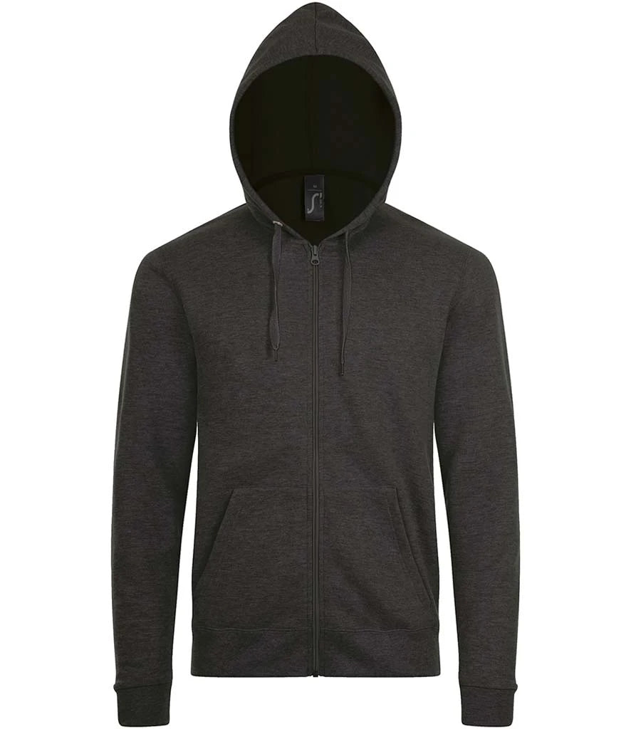 SOL'S Stone Zip Hooded Sweatshirt — Charcoal Marl