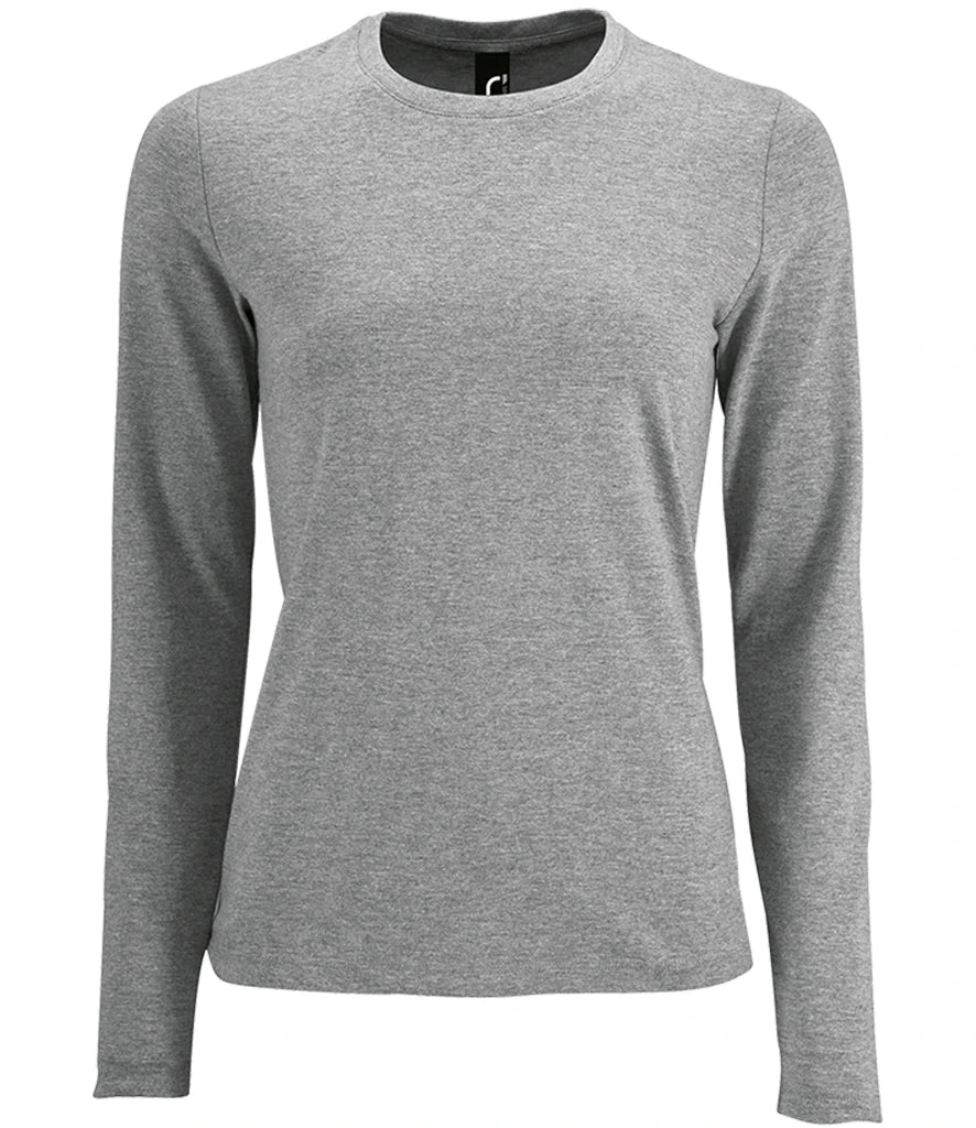 SOL'S Ladies Imperial Long Sleeve T-Shirt — Grey Marl