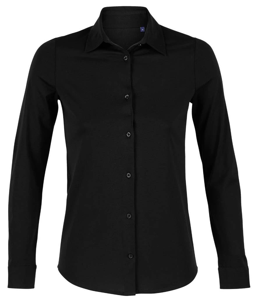 NEOBLU Ladies Balthazar Jersey Long Sleeve Shirt — Deep Black