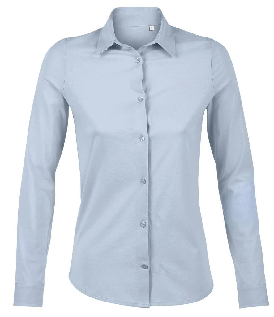 NEOBLU Ladies Balthazar Jersey Long Sleeve Shirt — Soft Blue