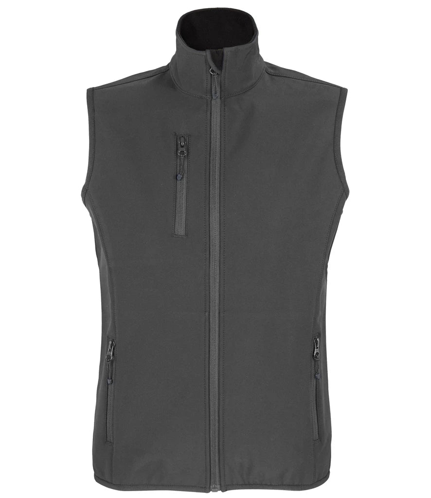 SOL'S Ladies Falcon Recycled Soft Shell Bodywarmer — Charcoal
