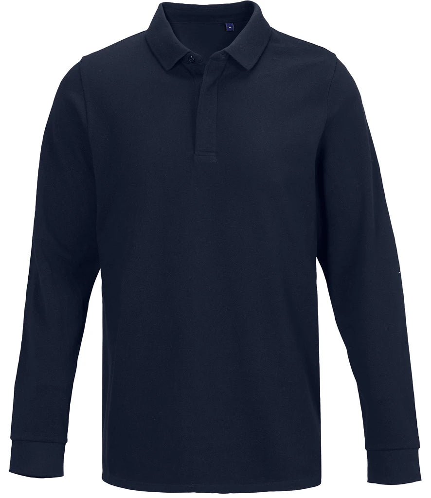 NEOBLU Owen Long Sleeve Piqué Polo Shirt — Night Blue