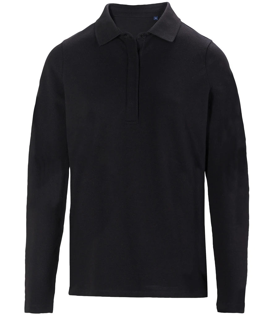 NEOBLU Ladies Owen Long Sleeve Piqué Polo Shirt — Deep Black