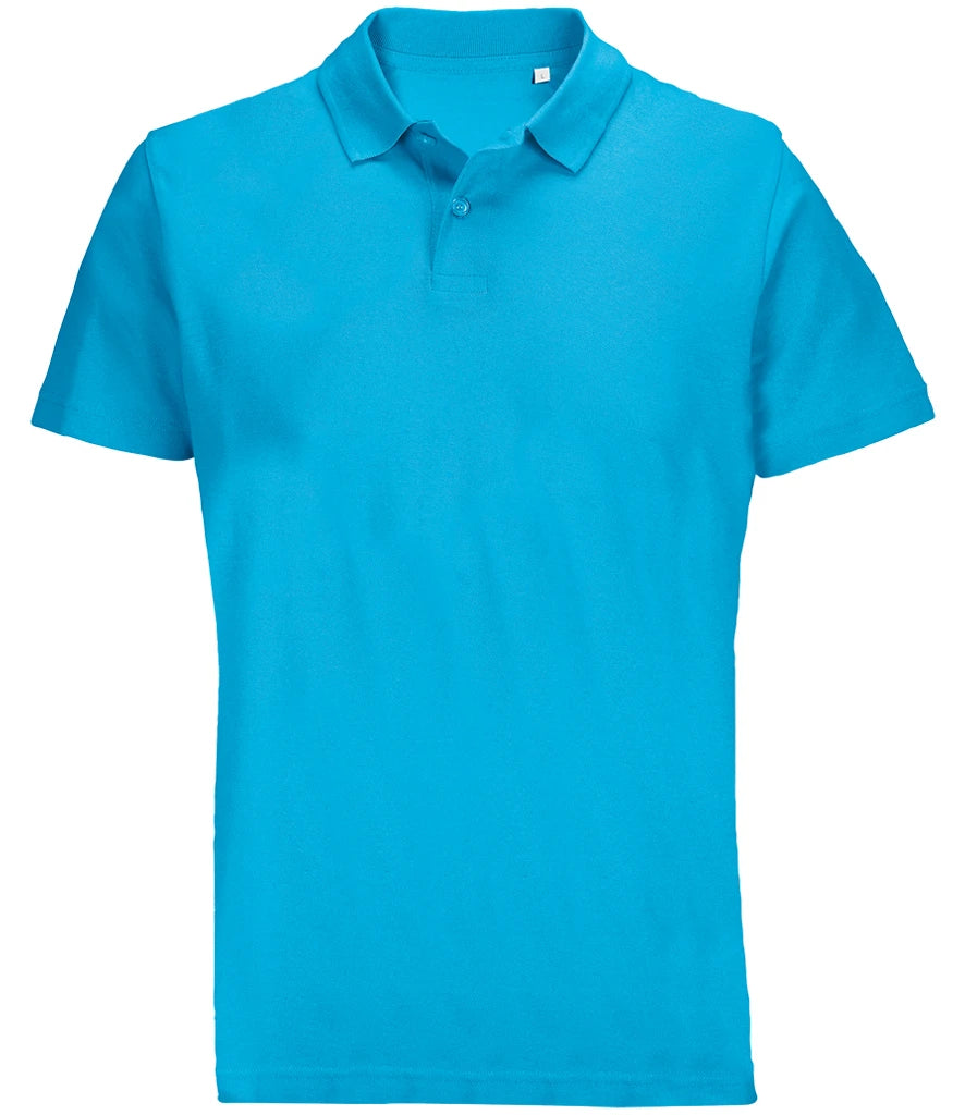 SOL'S Pulse Twin Pique Polo Shirt in Aqua, front view