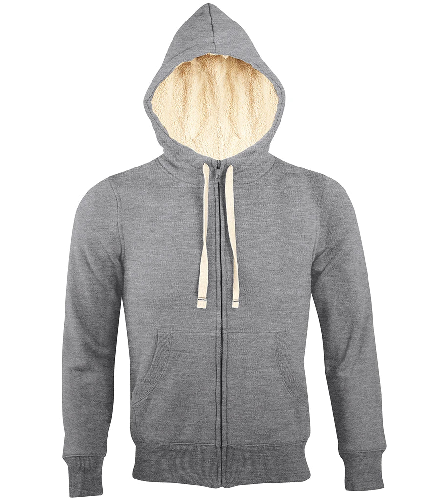 SOL'S Unisex Sherpa Hooded Jacket — Grey Marl