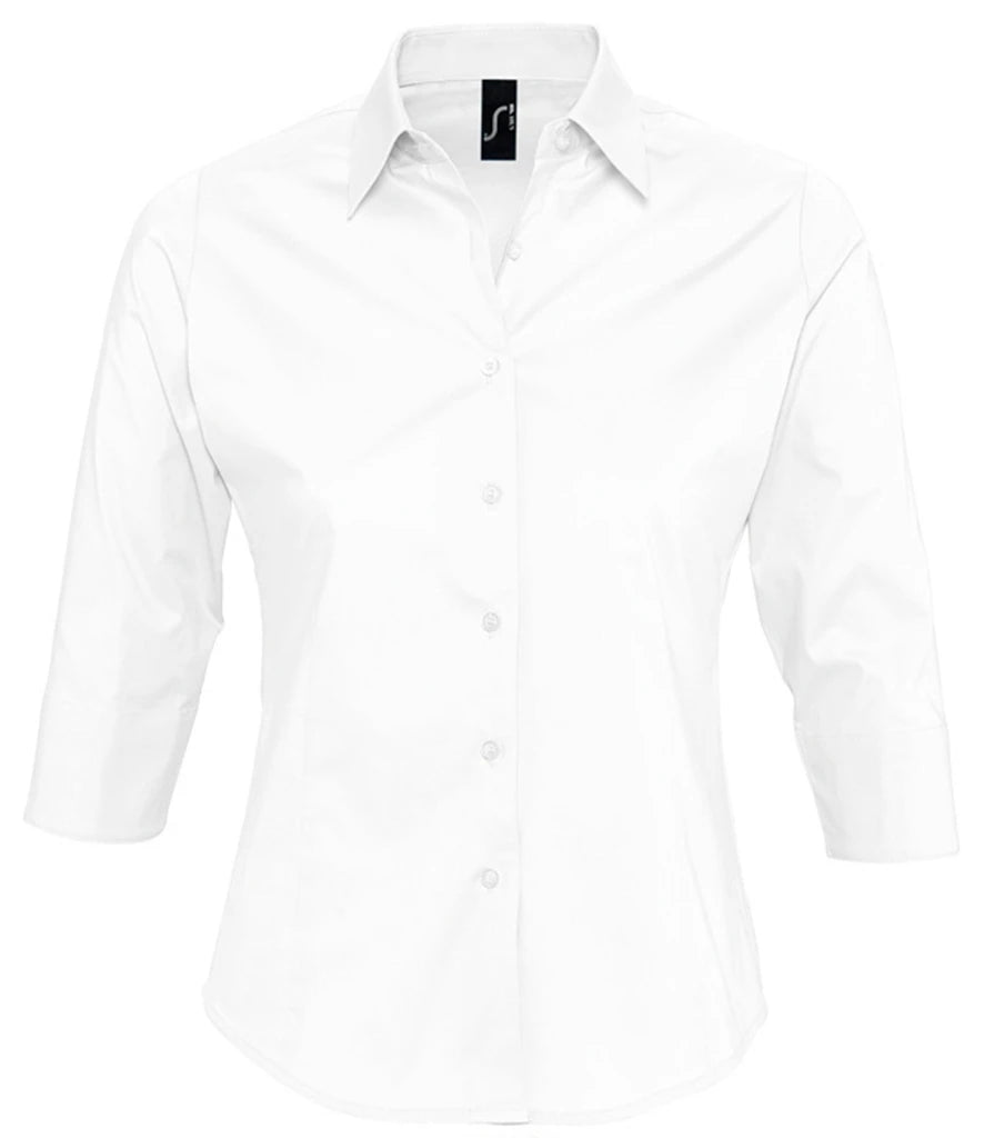 SOL'S Ladies Effect 3/4 Sleeve Fitted Shirt — White