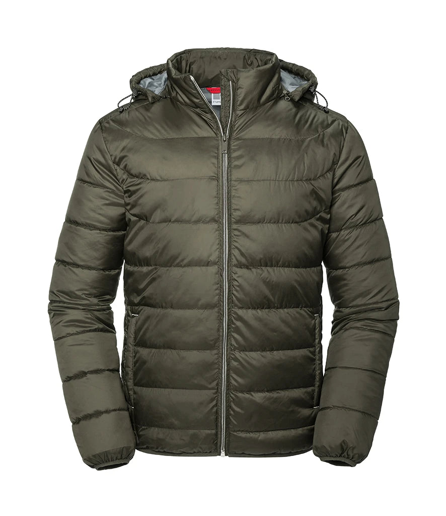 Russell Athletic Hooded Nano Padded Jacket — Dark Olive