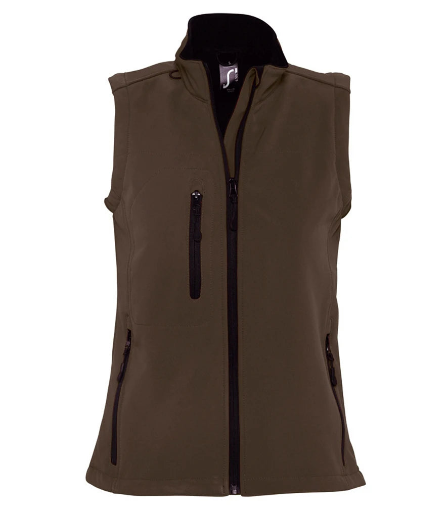 SOL'S Ladies Rallye Soft Shell Bodywarmer — Dark Chocolate