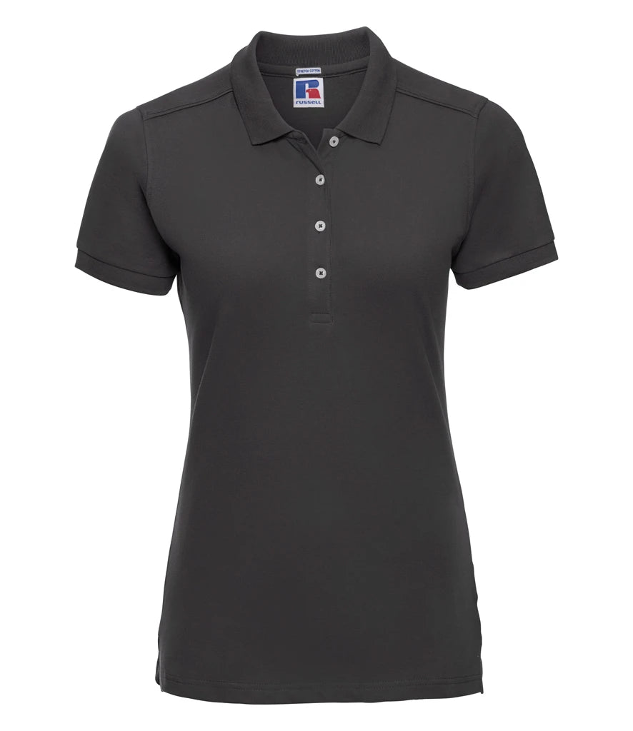 Russell Athletic Ladies Stretch Piqué Polo Shirt — Black