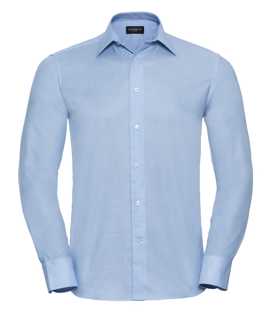 Russell Athletic Collection Long Sleeve Tailored Oxford Shirt — Oxford Blue