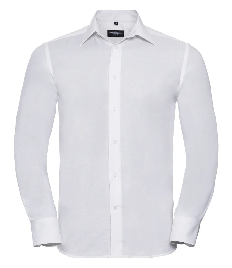 Russell Athletic Collection Long Sleeve Tailored Oxford Shirt — White