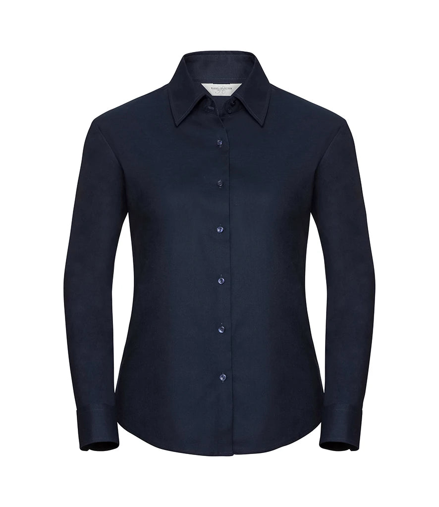 Russell Athletic Collection Ladies Long Sleeve Easy Care Oxford Shirt — Bright Navy