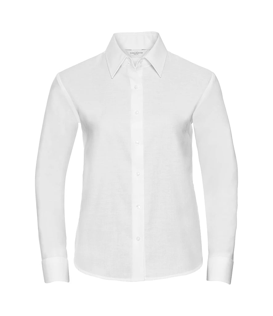 Russell Athletic Collection Ladies Long Sleeve Easy Care Oxford Shirt — White