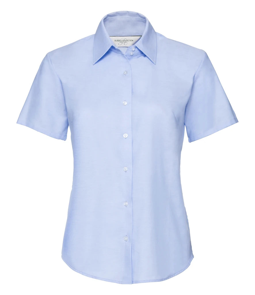 Russell Athletic Collection Ladies Short Sleeve Easy Care Oxford Shirt — Oxford Blue