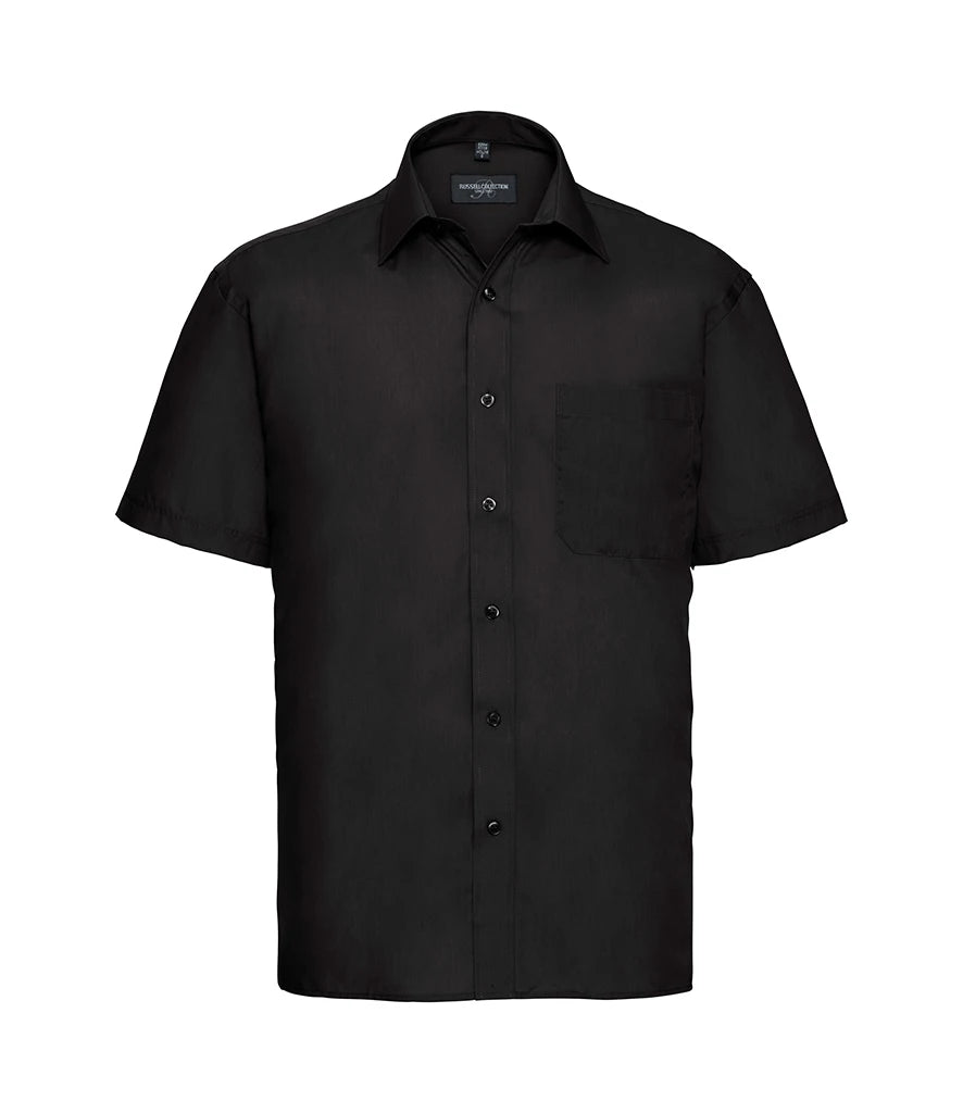 Russell Athletic Collection Short Sleeve Easy Care Poplin Shirt — Black