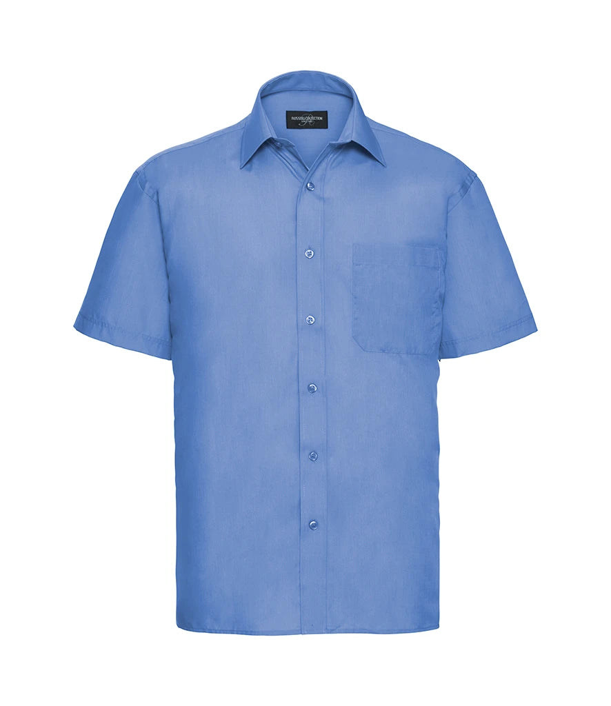 Russell Athletic Collection Short Sleeve Easy Care Poplin Shirt — Corporate Blue
