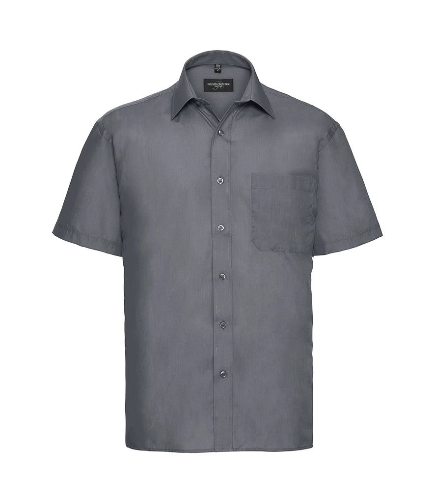 Russell Athletic Collection Short Sleeve Easy Care Poplin Shirt — Convoy Grey