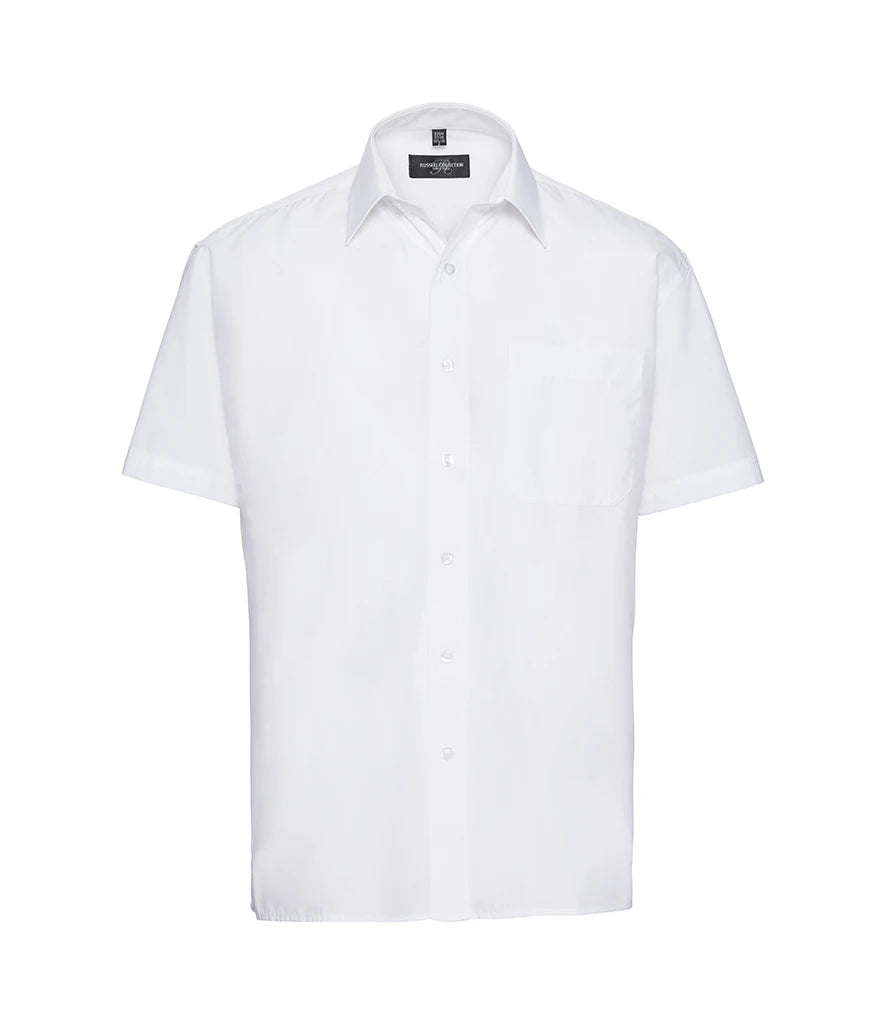 Russell Athletic Collection Short Sleeve Easy Care Poplin Shirt — White