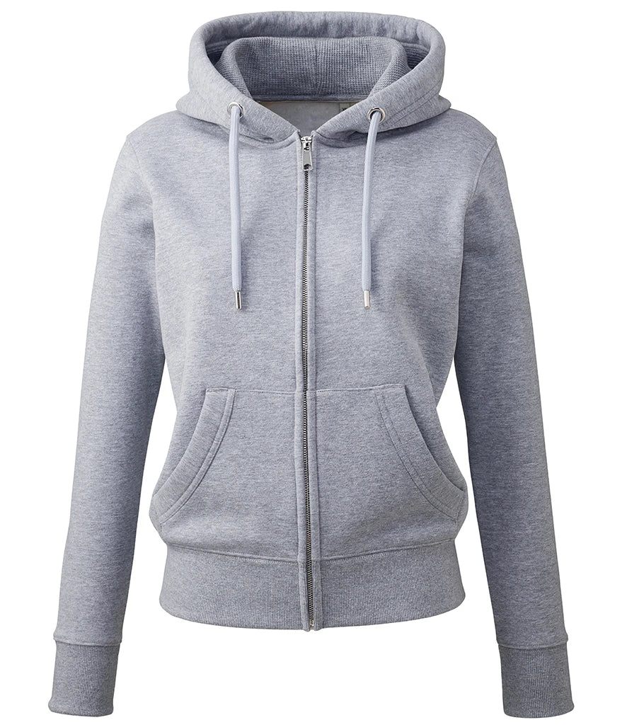 Anthem Ladies Organic Full Zip Hoodie — Grey Marl