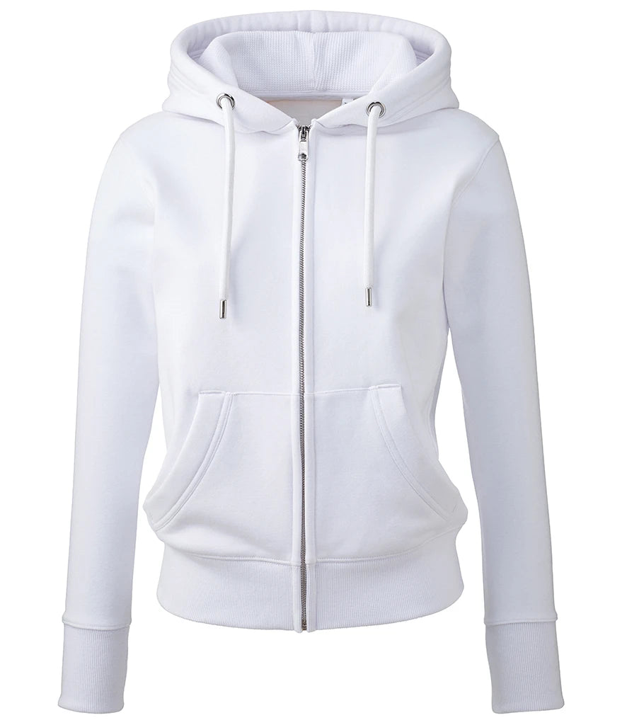 Anthem Ladies Organic Full Zip Hoodie — White
