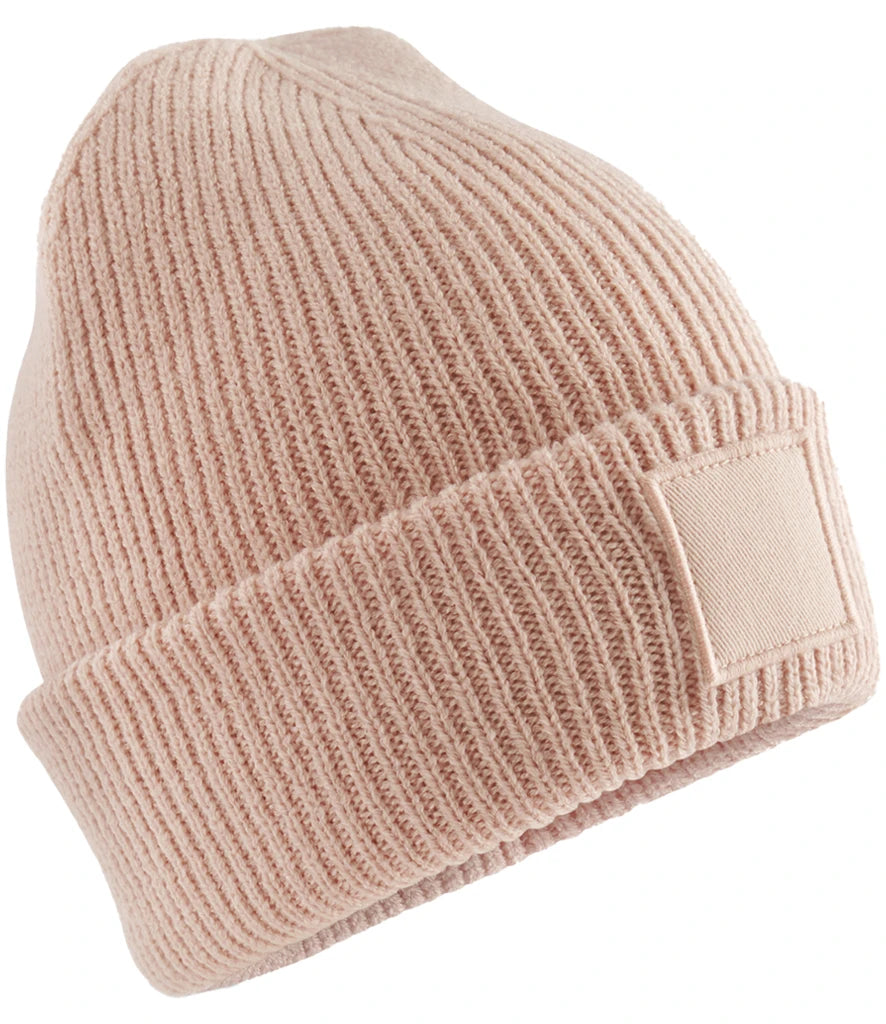 Beechfield Kids Deep Cuffed Tonal Patch Beanie — Peach