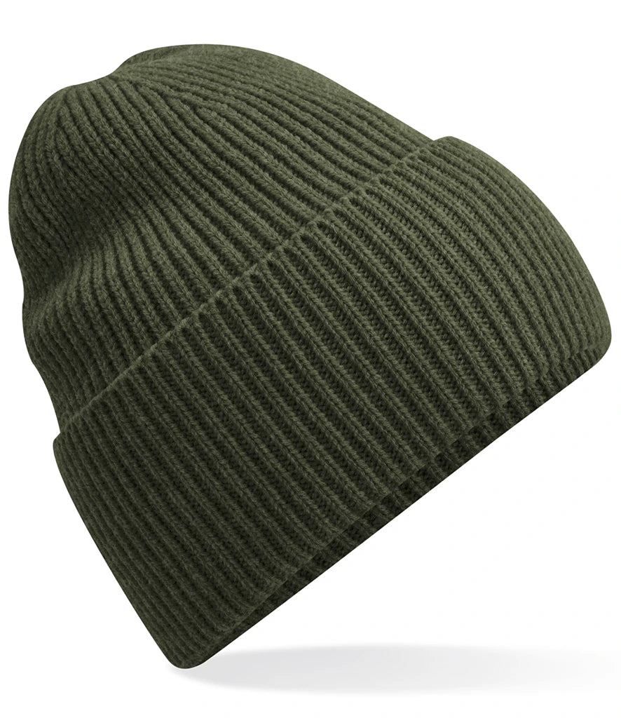 Beechfield Recycled Oversized Cuffed Beanie — Olive Green