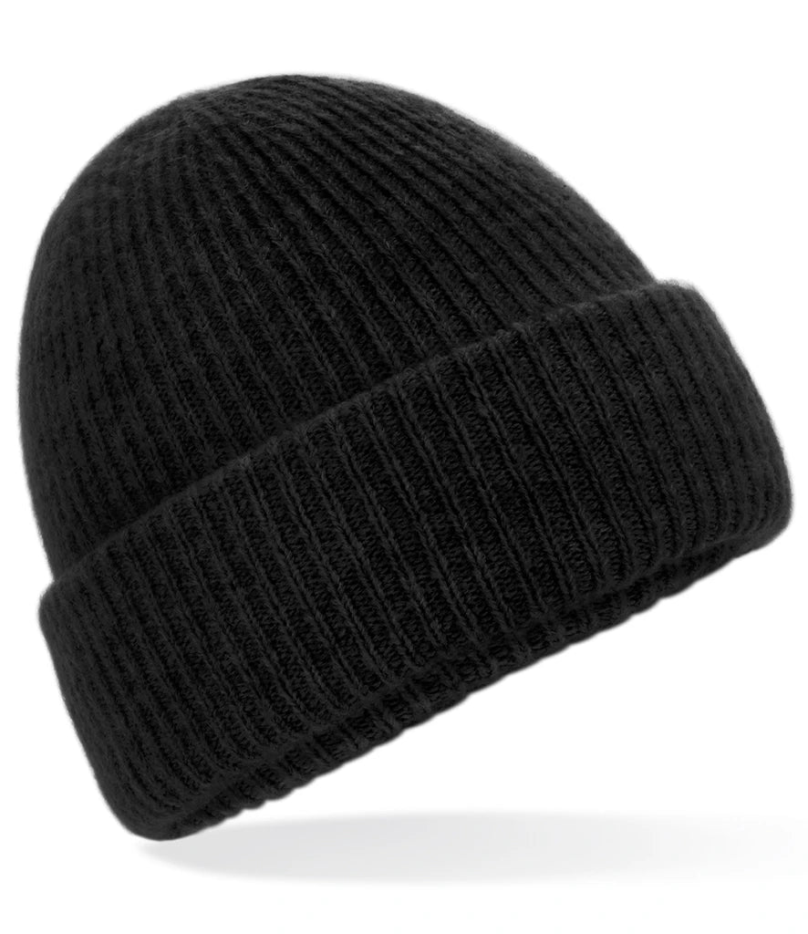 Beechfield Cosy Ribbed Beanie — Black Marl