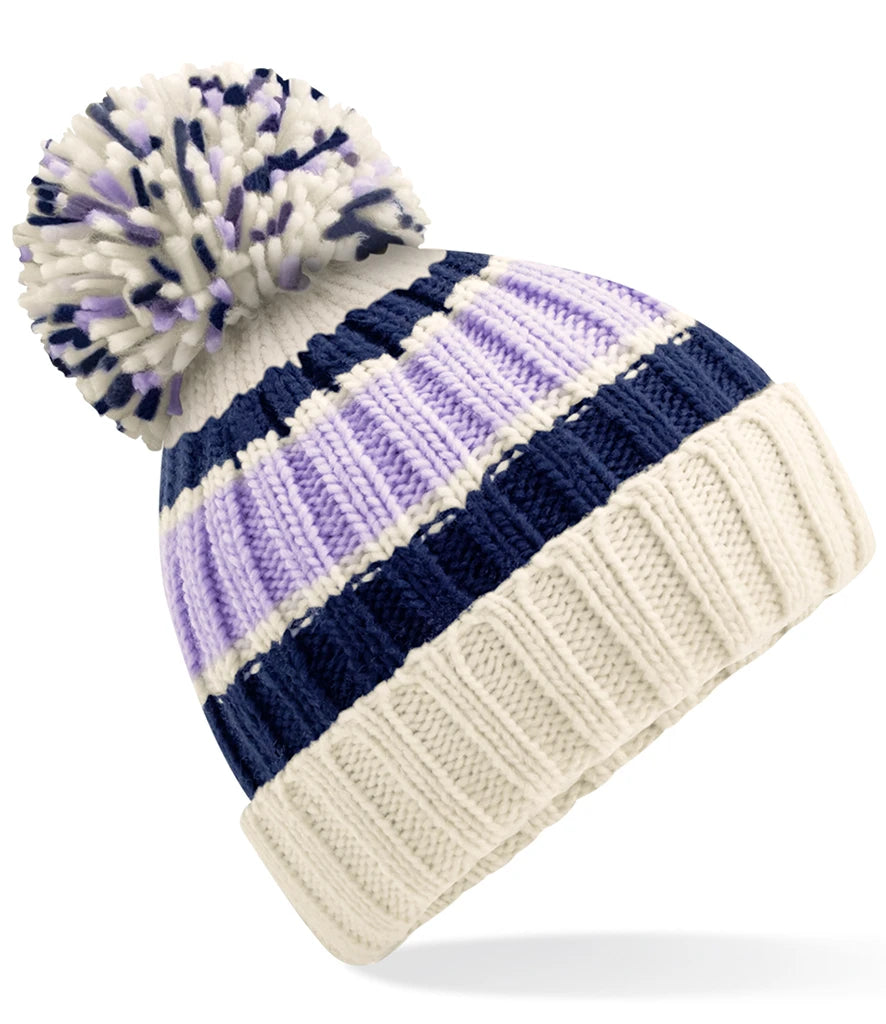 Beechfield Hygge Striped Beanie — Blueberry Cheesecake