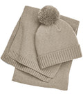Beechfield Knitted Scarf and Beanie Gift Set — Oatmeal Fleck