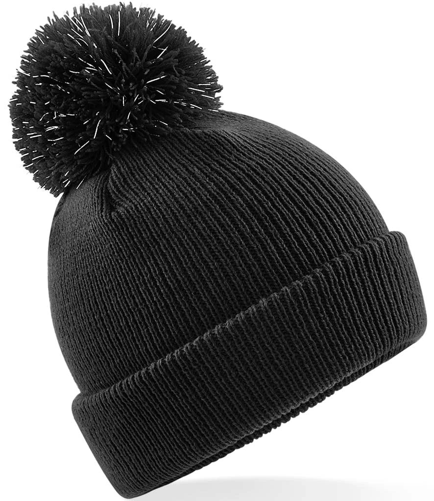 Beechfield Kids Reflective Bobble Beanie — Black