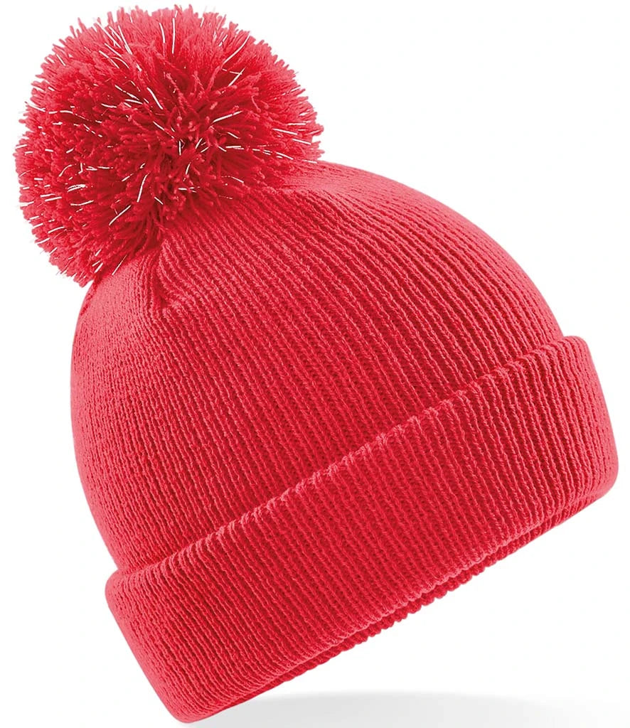 Beechfield Kids Reflective Bobble Beanie — Bright Red