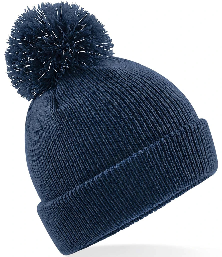 Beechfield Kids Reflective Bobble Beanie — French Navy