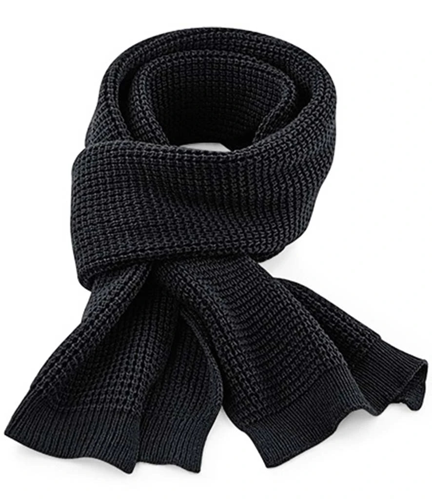 Beechfield Classic Waffle Knit Scarf — Black