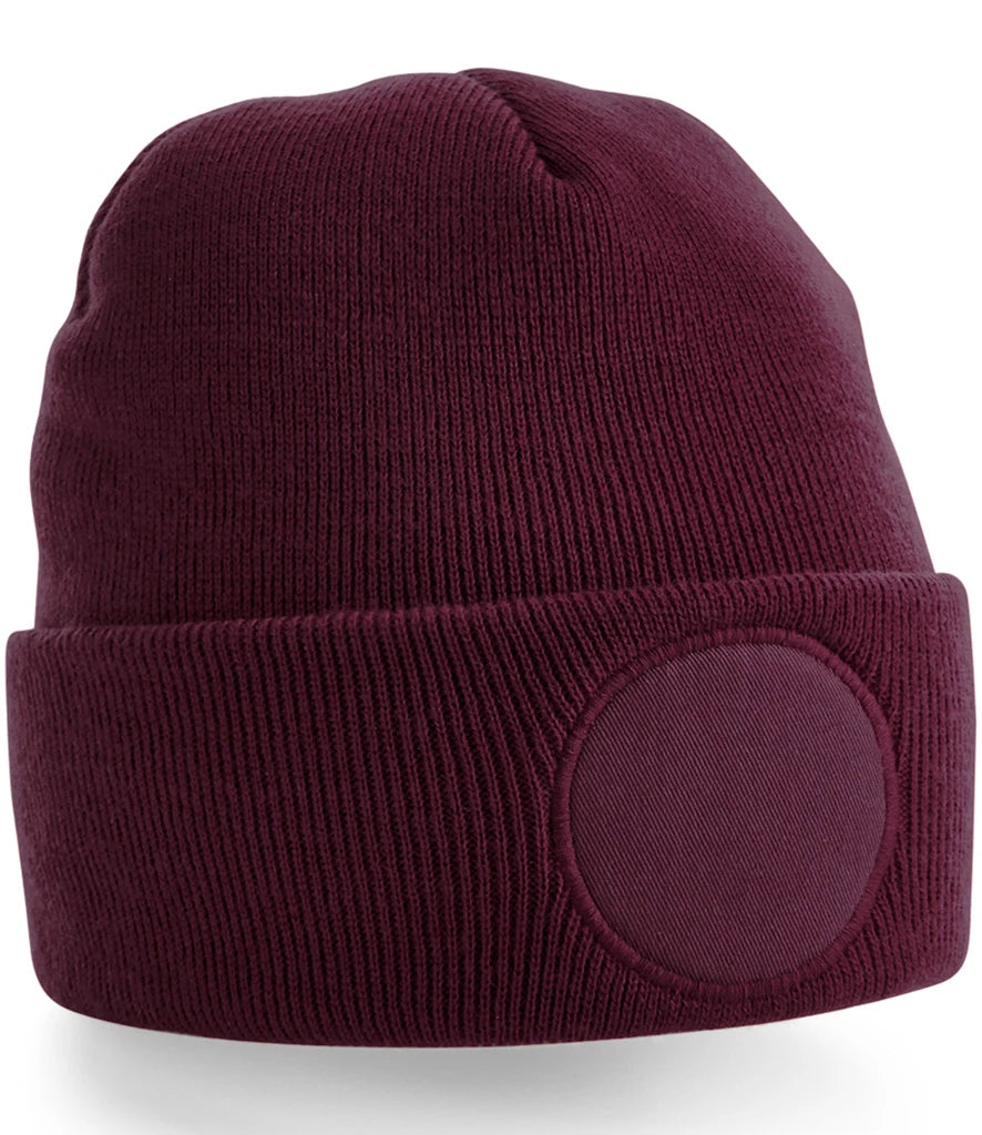 Beechfield Circular Patch Beanie — Burgundy