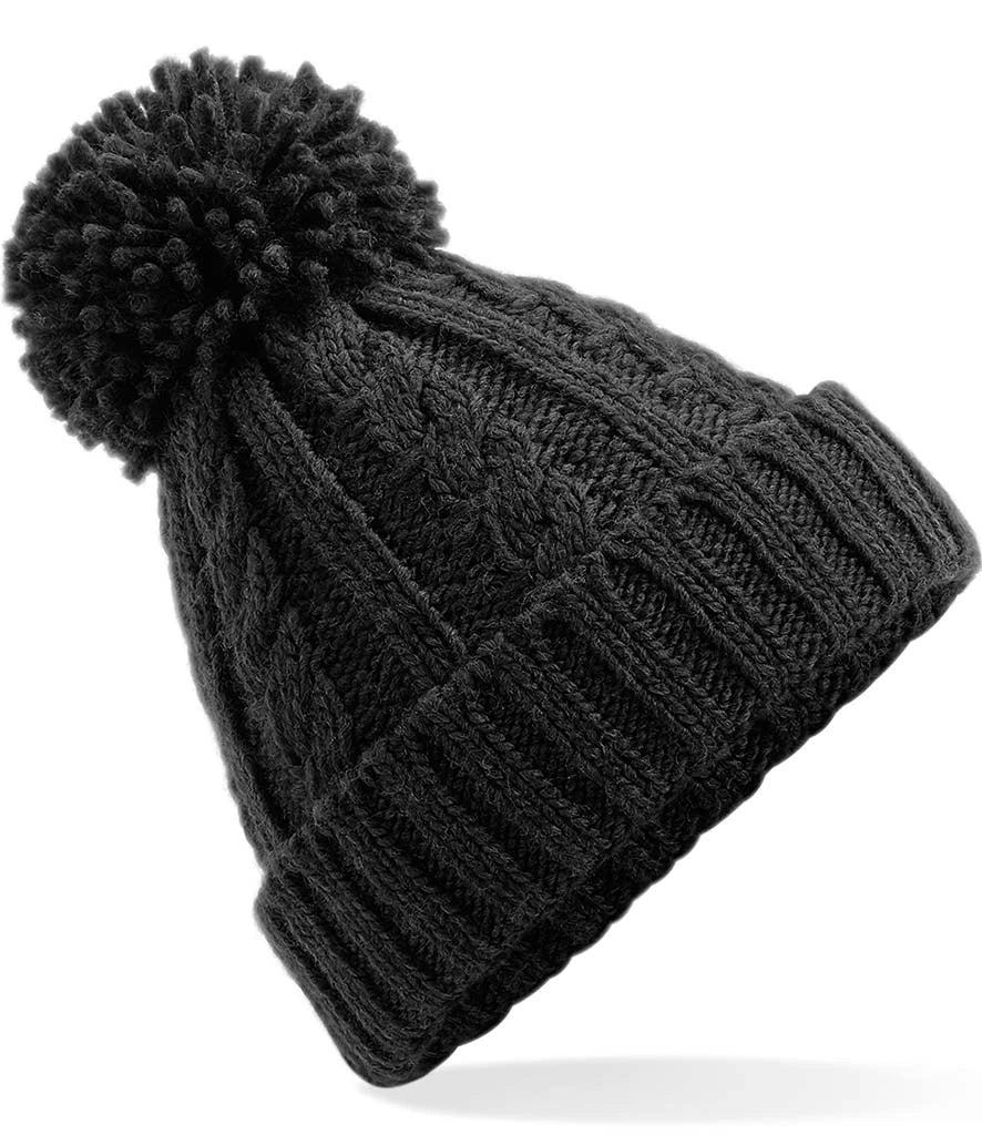 Beechfield Cable Knit Melange Beanie — Black