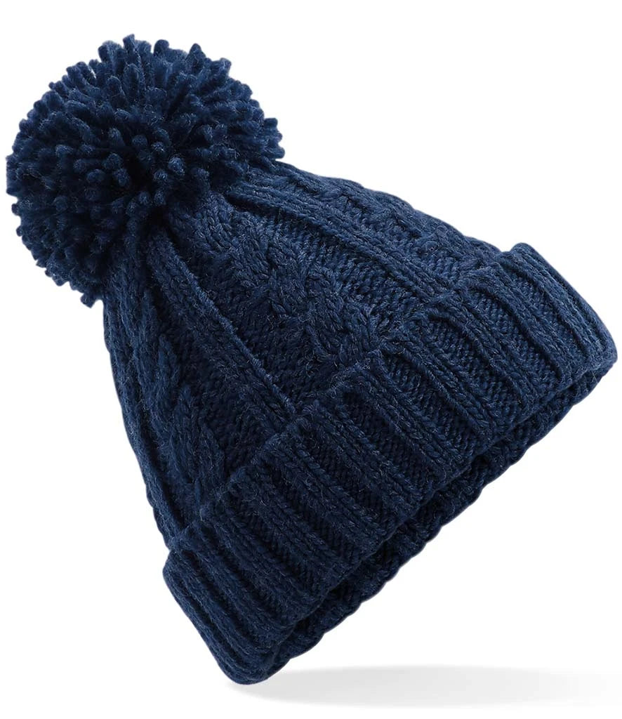 Beechfield Cable Knit Melange Beanie — Navy