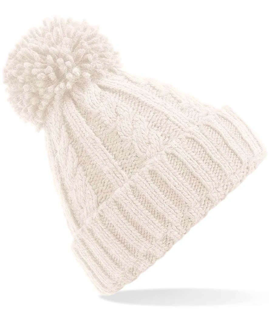 Beechfield Cable Knit Melange Beanie — Oatmeal