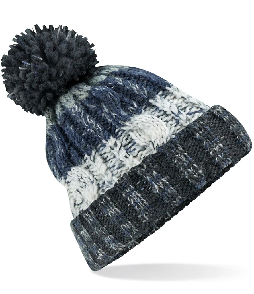 Beechfield Corkscrew Pom Pom Beanie — Arctic Dawn
