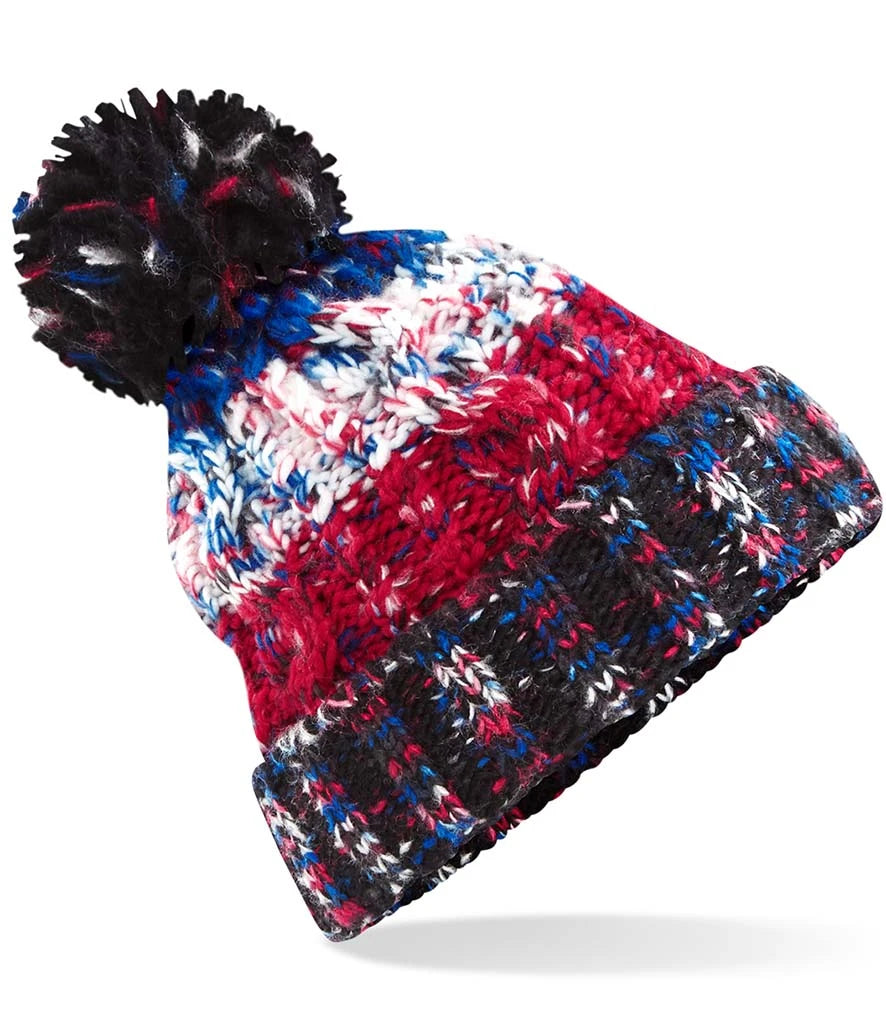 Beechfield Corkscrew Pom Pom Beanie — Black Jacks