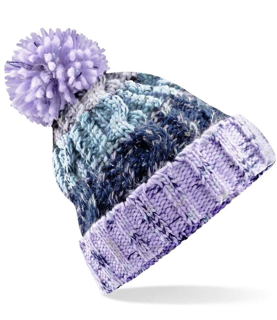 Beechfield Corkscrew Pom Pom Beanie — Lavender Fizz