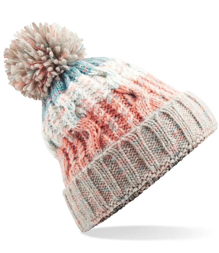 Beechfield Corkscrew Pom Pom Beanie — Milkshake Mix