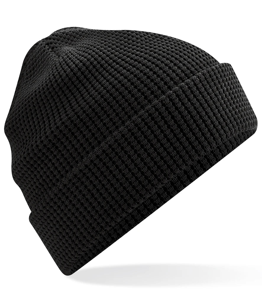Beechfield Organic Cotton Waffle Beanie — Black