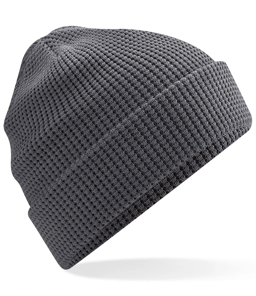 Beechfield Organic Cotton Waffle Beanie — Graphite Grey