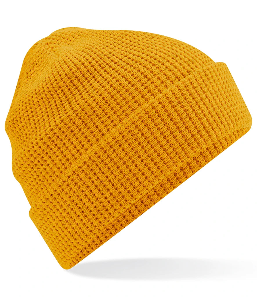 Beechfield Organic Cotton Waffle Beanie — Mustard