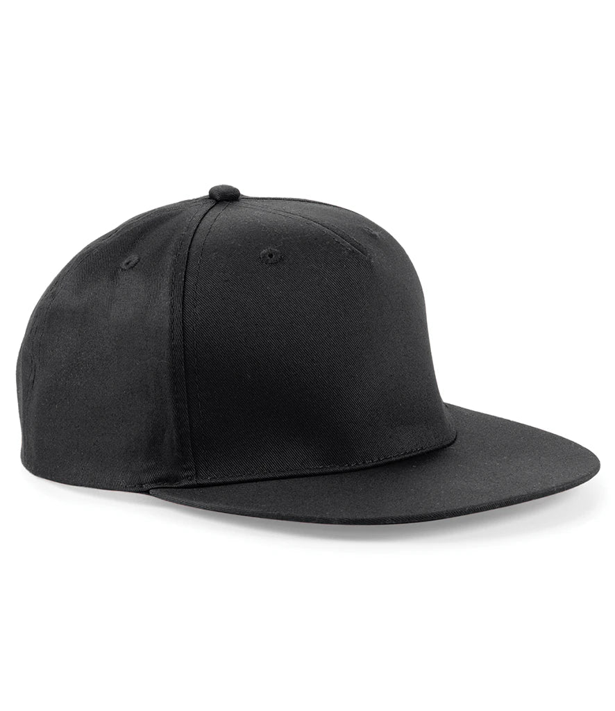 Beechfield 5 Panel Snapback Rapper Cap — Black
