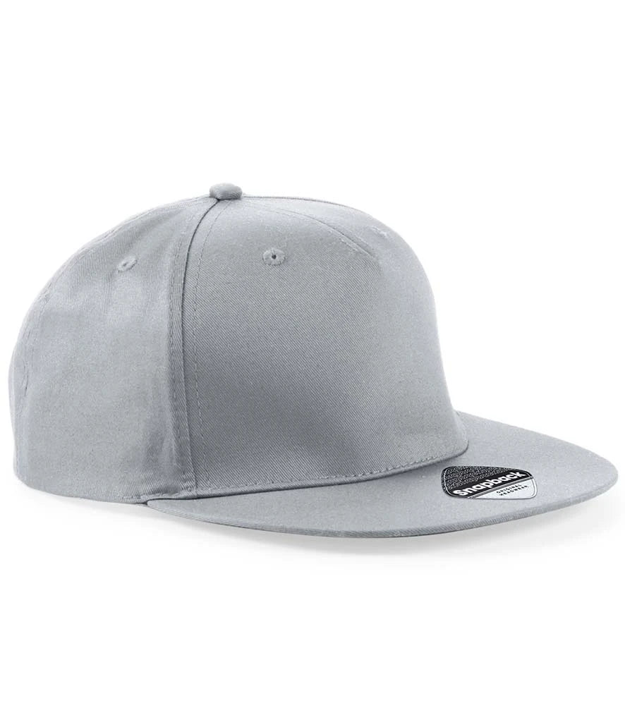 Beechfield 5 Panel Snapback Rapper Cap — Light Grey