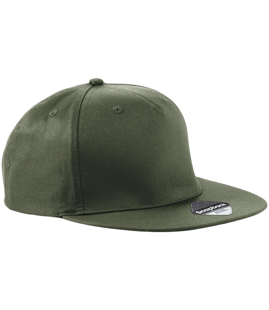 Beechfield 5 Panel Snapback Rapper Cap — Olive Green