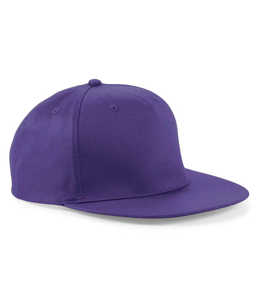 Beechfield 5 Panel Snapback Rapper Cap — Purple