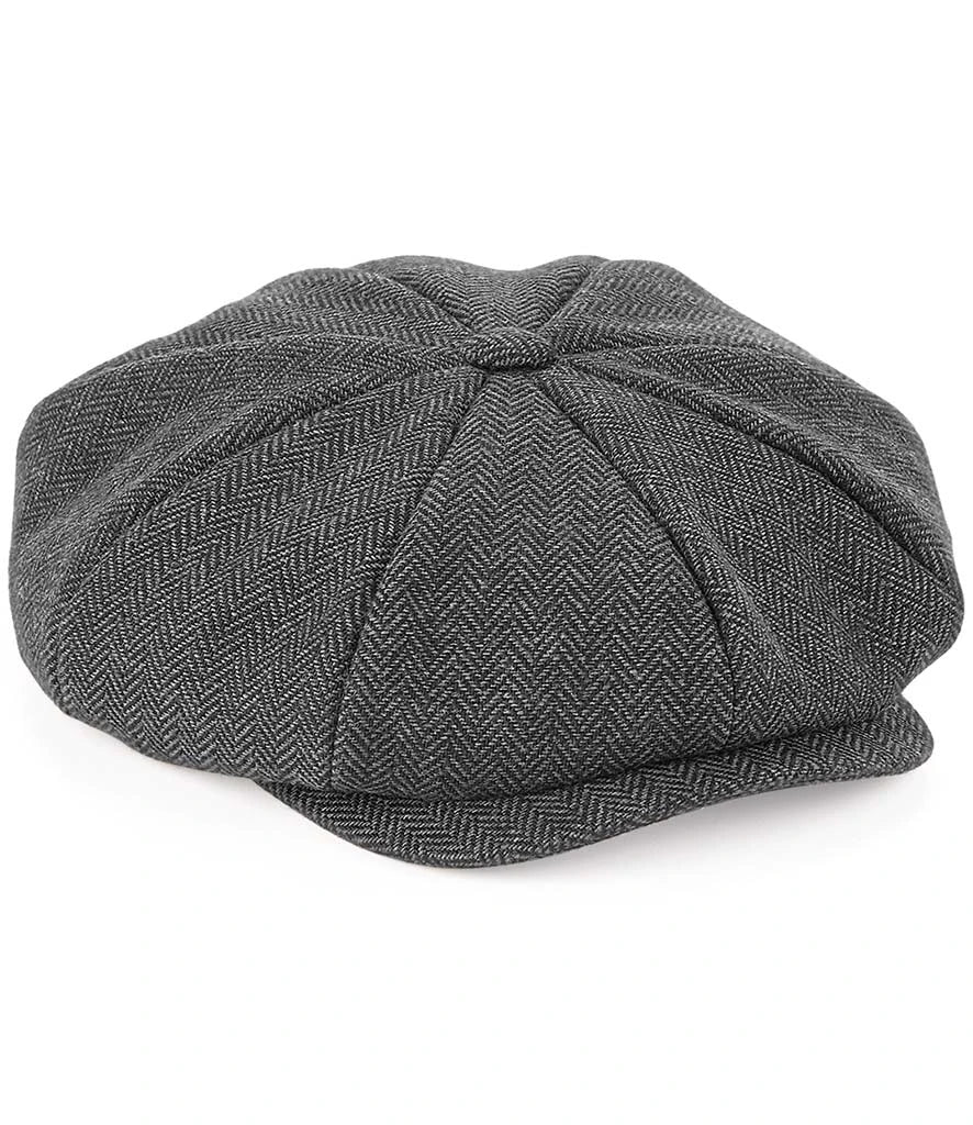 Beechfield Heritage Baker Boy Cap — Charcoal Herringbone
