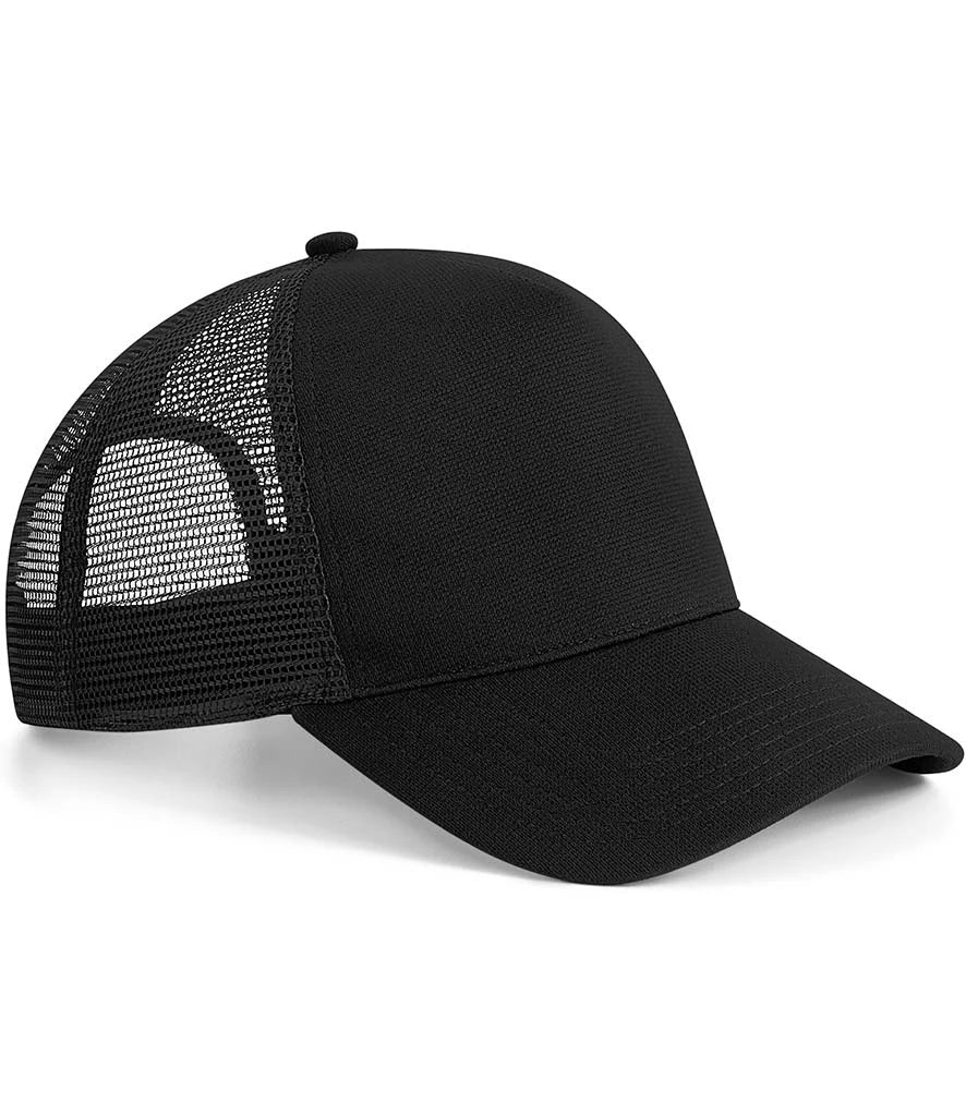 Beechfield Microknit Snapback Trucker Cap — Black